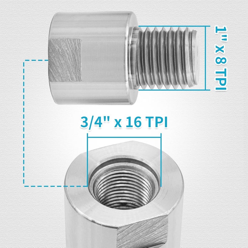PNBO محول رأس المغزل لآلة النجارة، يحول FT 3/4" x 16 إلى MT 1" x 8 TPI - Image 2